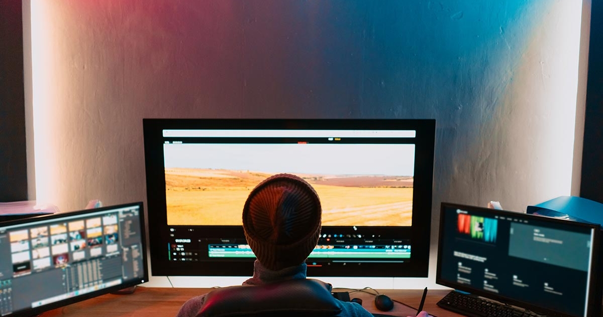 Video Editor Works with Footage or Video on His Personal Computer